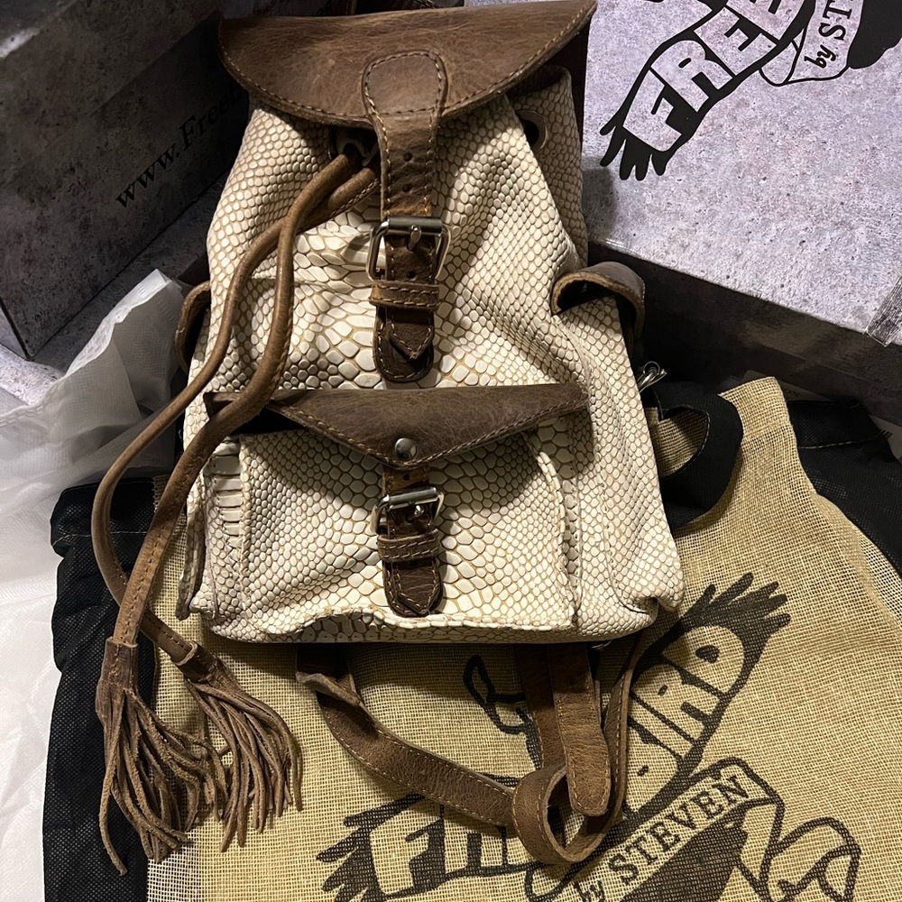 Freebird Snake Print Leather Backpack